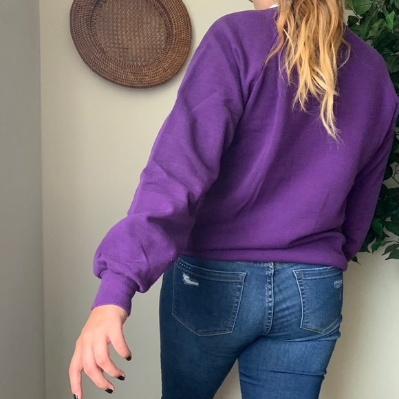 Vintage Purple Floral Hummingbird Crewneck - Picture 3 of 4